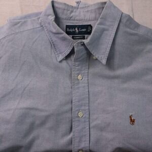 Ralph Lauren Men's Classic Fit Button Down Shirt Cotton Light Blue Size 18 35/36